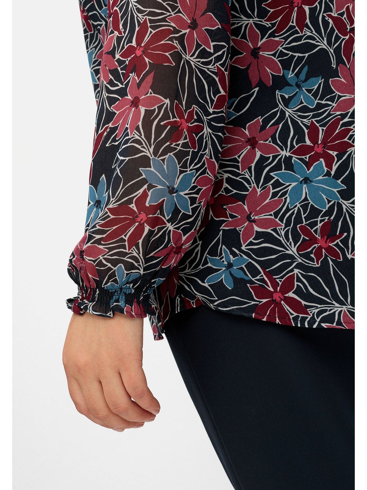 Sheego Chiffontunika Große Größen mit Blumendruck und blickdichtem Futter
