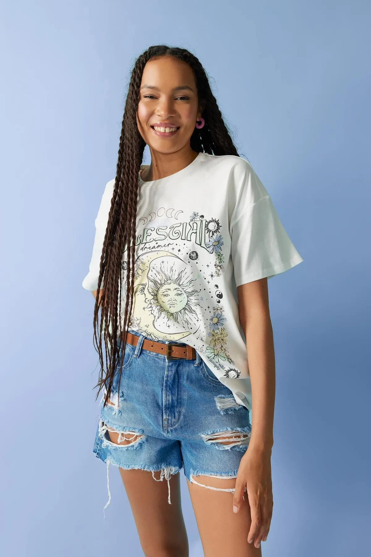 DeFacto  Bedrucktes T-Shirt mit Rundhalsausschnitt und kurzen Ärmeln in Übergröße, 100 % Baumwolle B1018ax23hs