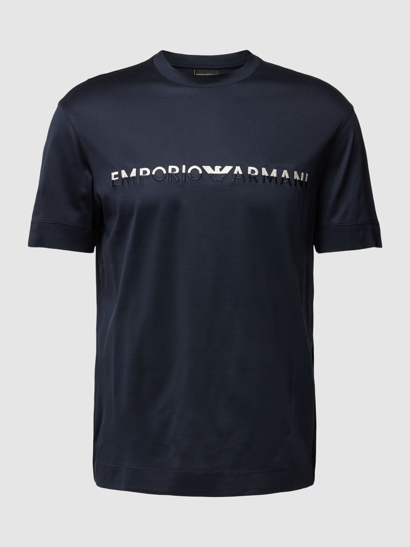T-Shirt mit Label-Stitching in marineblau