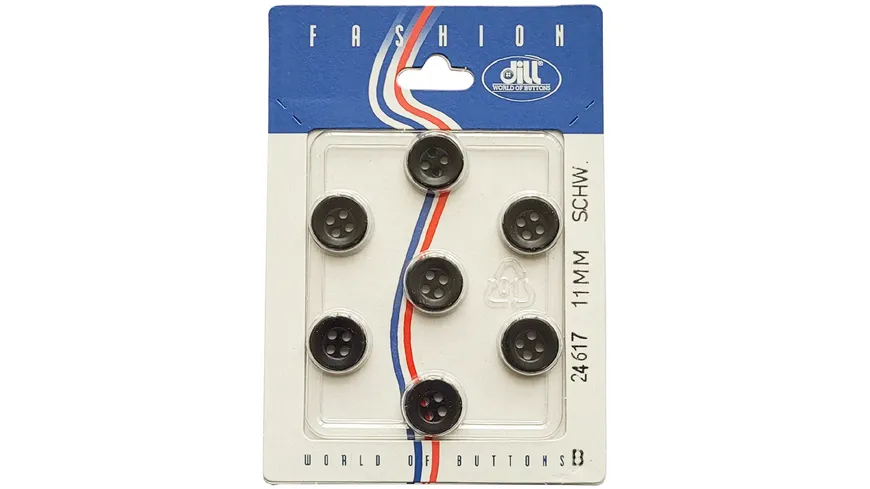 Dill 4-loch-Hemdenknopf Ø 11mm 7er Pack schwarz