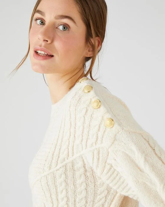 Pull chaud à torsades et boutons Thermolactyl