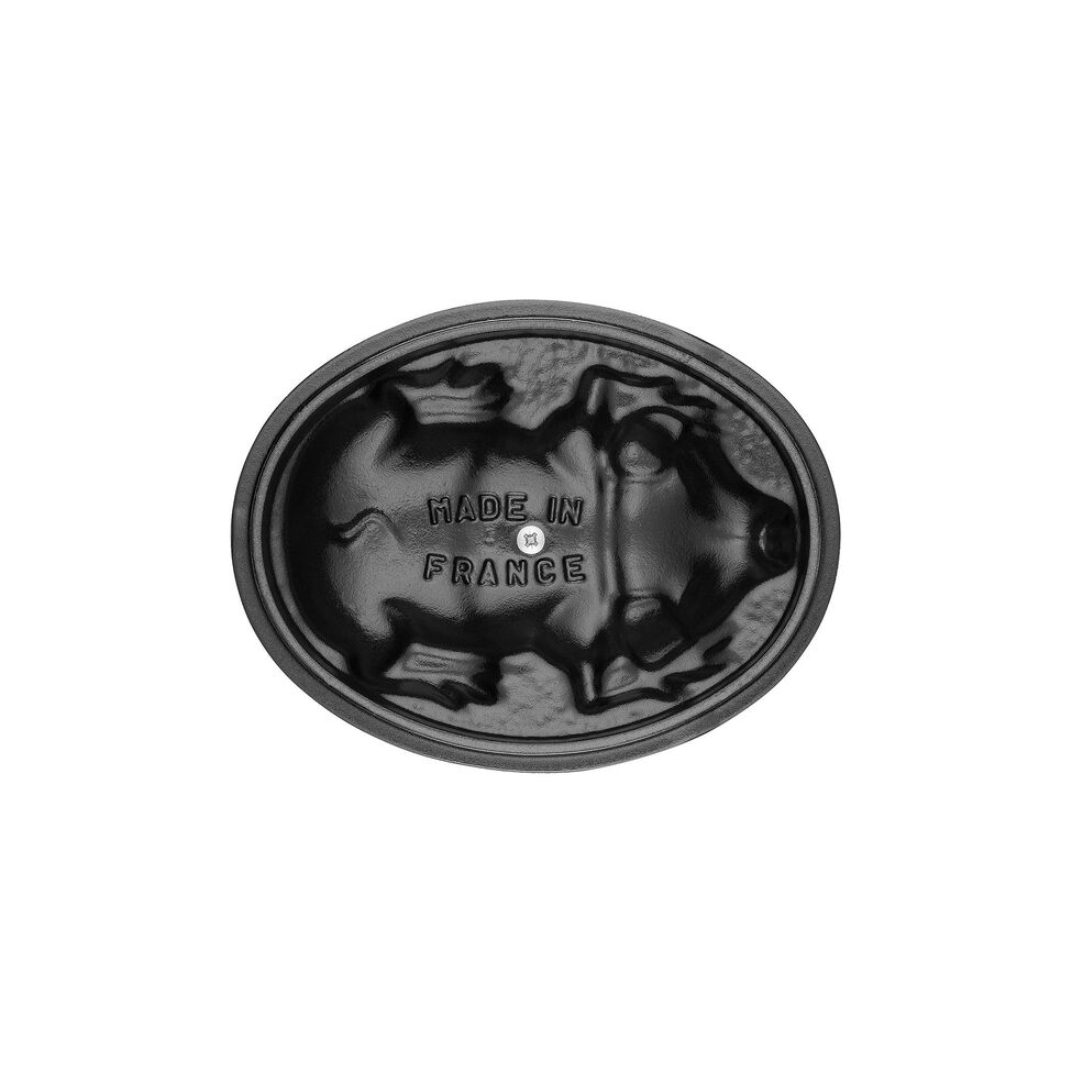 Cocotte Schweinedeckel 17 cm, oval, Graphit-Grau, Gusseisen