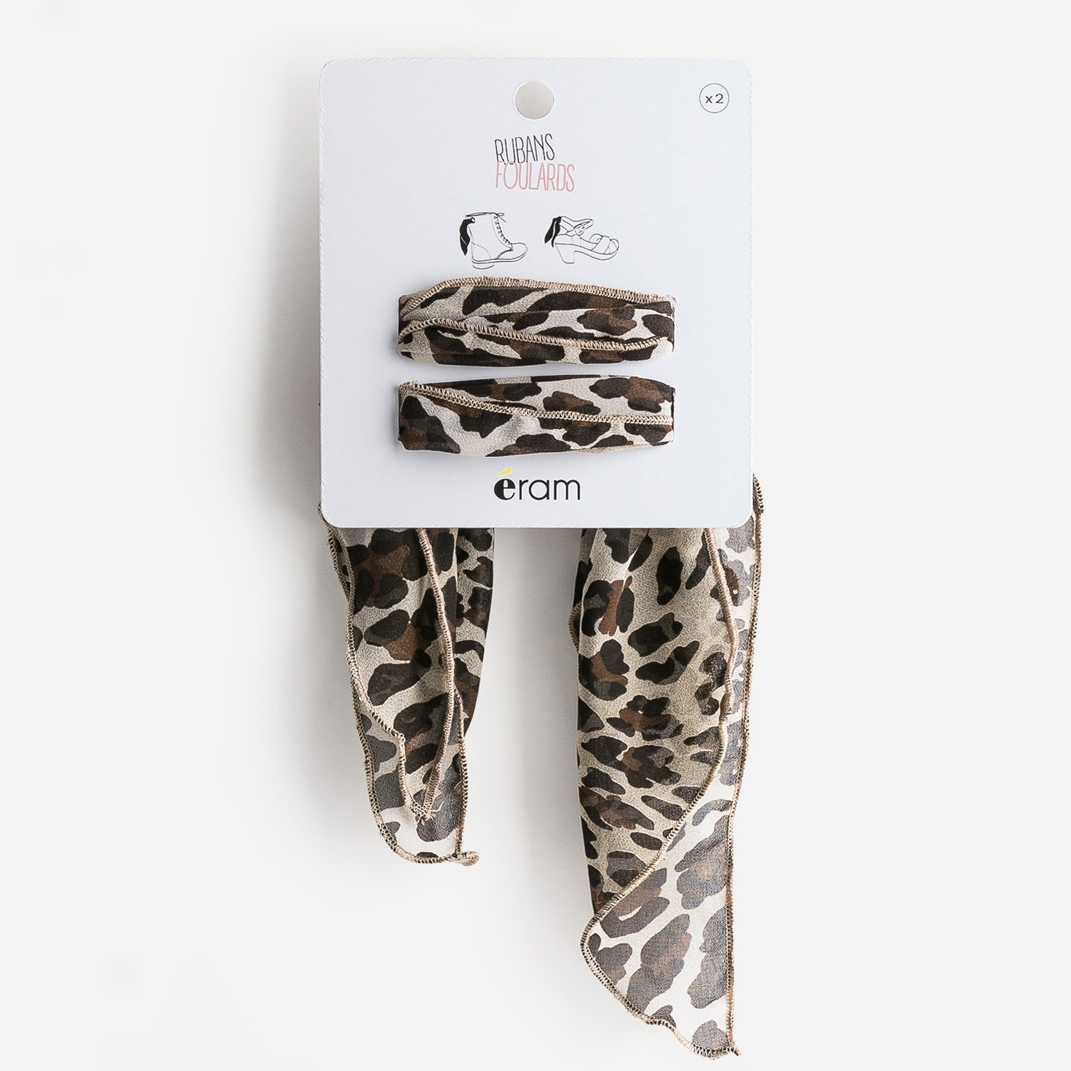 Rubans-foulard marron à imprimé léopard
