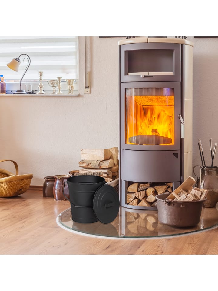 relaxdays Ascheeimer in Schwarz - 12 l günstig kaufen onesize