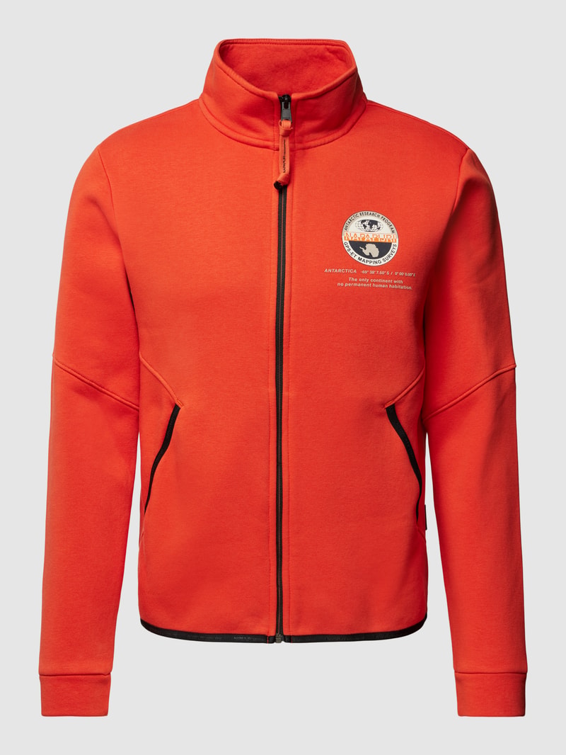 Sweatjacke mit Stehkragen in orange