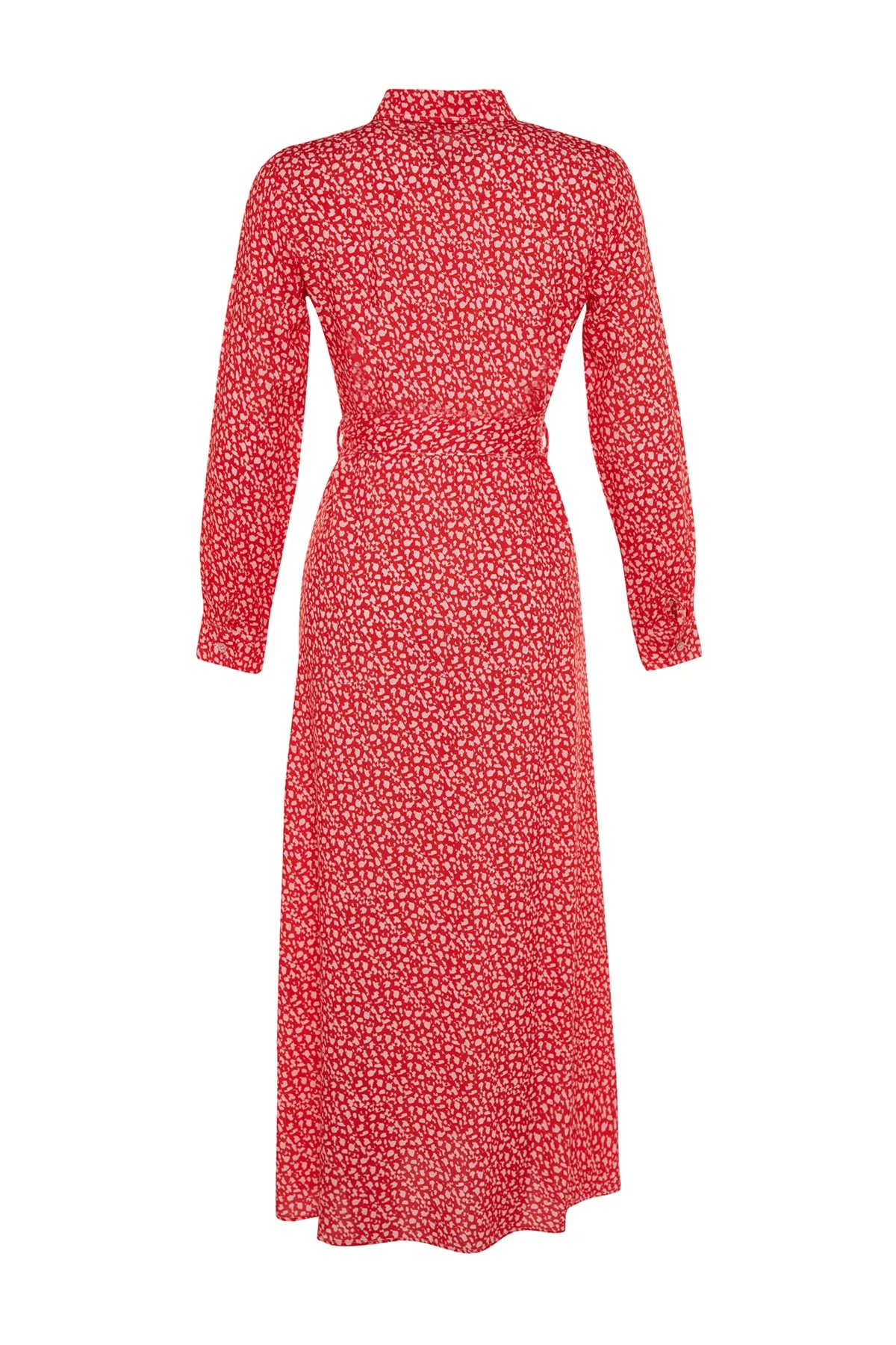 Trendyol Modest  Rosa Hemdblusenkleid aus 100 % gewebter Viskose mit Tiermuster und Gürtel TCTSS21EL3445