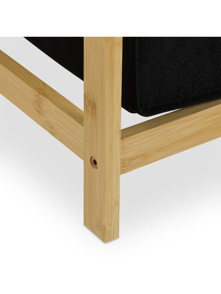 relaxdays Wäschekorbregal in Natur/ Schwarz - (B)80 x (H)105 x (T)40 cm günstig kaufen onesize