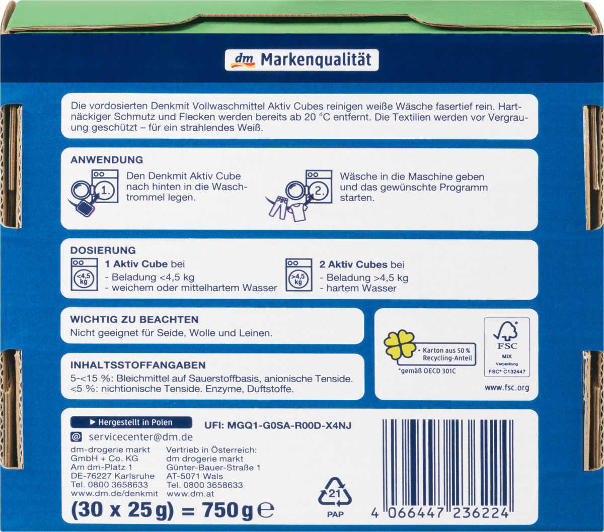 Vollwaschmittel Aktiv Cubes, 30 Wl