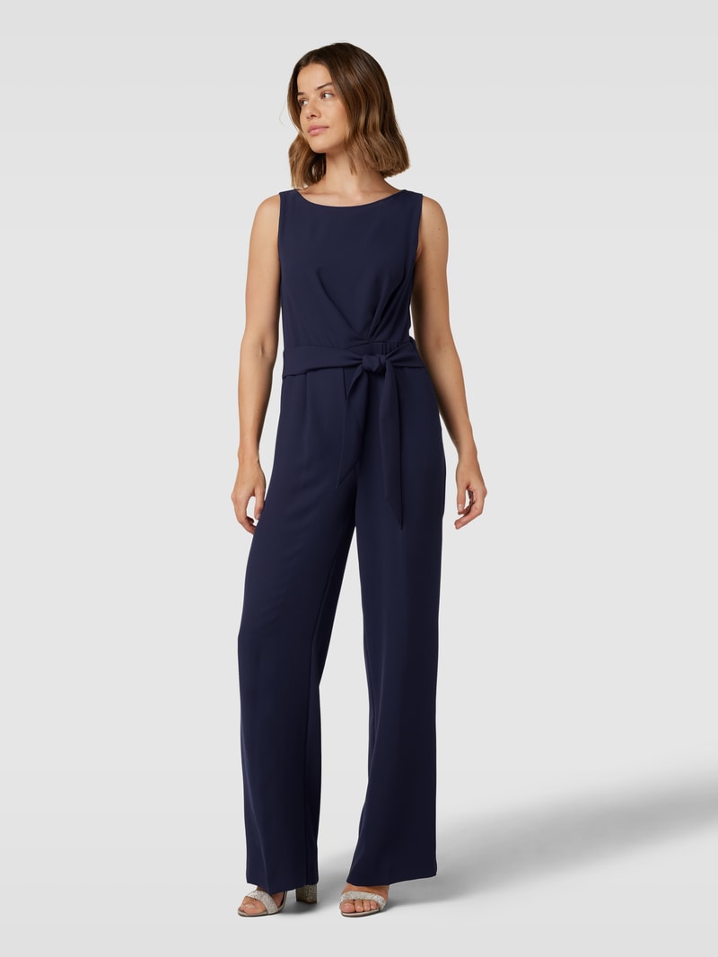Jumpsuit mit Bindegürtel in dunkelblau