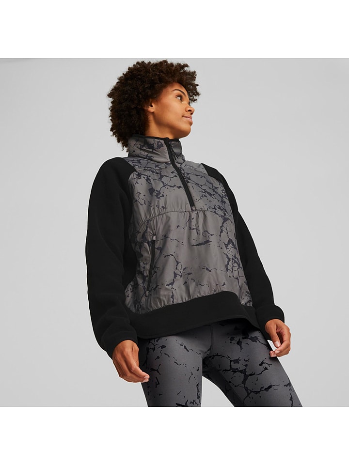 Puma Fleecepullover in Schwarz/ Grau günstig kaufen