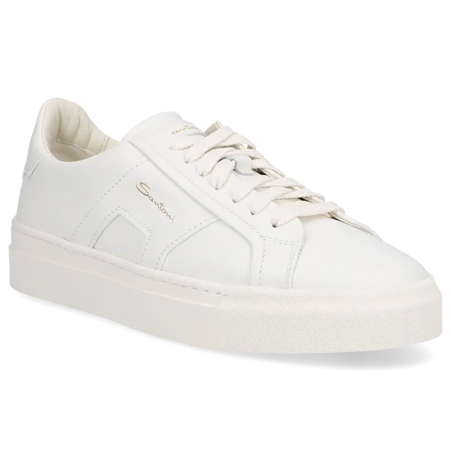 Santoni - Sneaker low DOUBLE BUCKLE Kalbsleder - weiß
