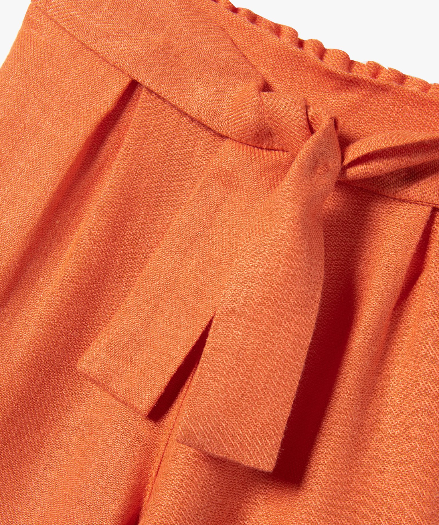 Pantalon bébé fille large en lin et viscose orange | GEMO