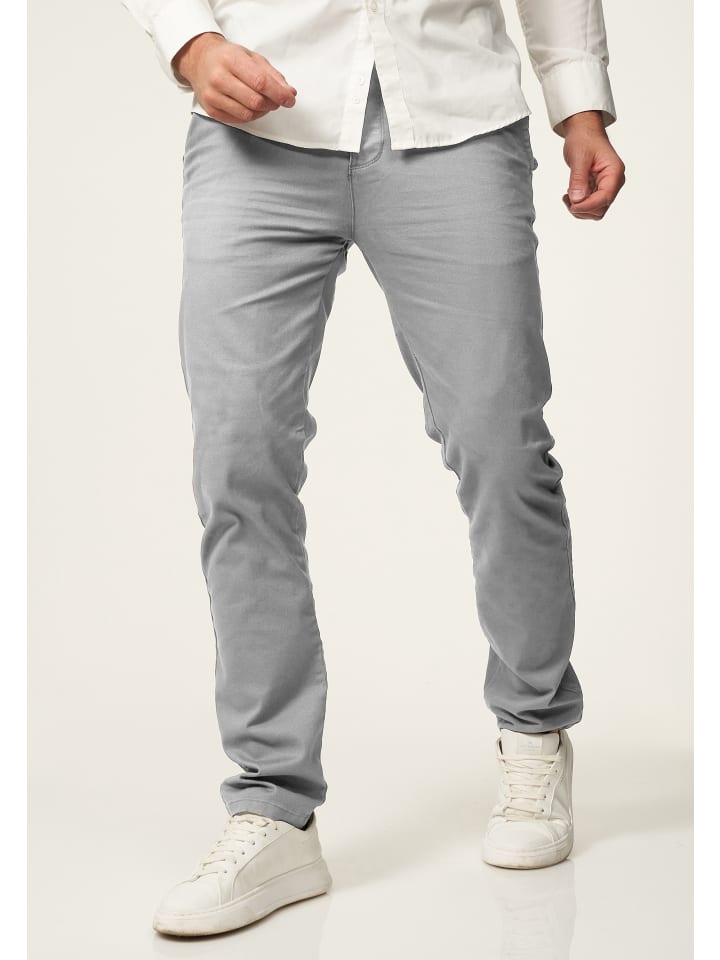 DAILY COTTON Chinohose - DCPROVO Chino Hose Elastische Jeans Stoffhose Slim-Fit in Hellgrau günstig kaufen