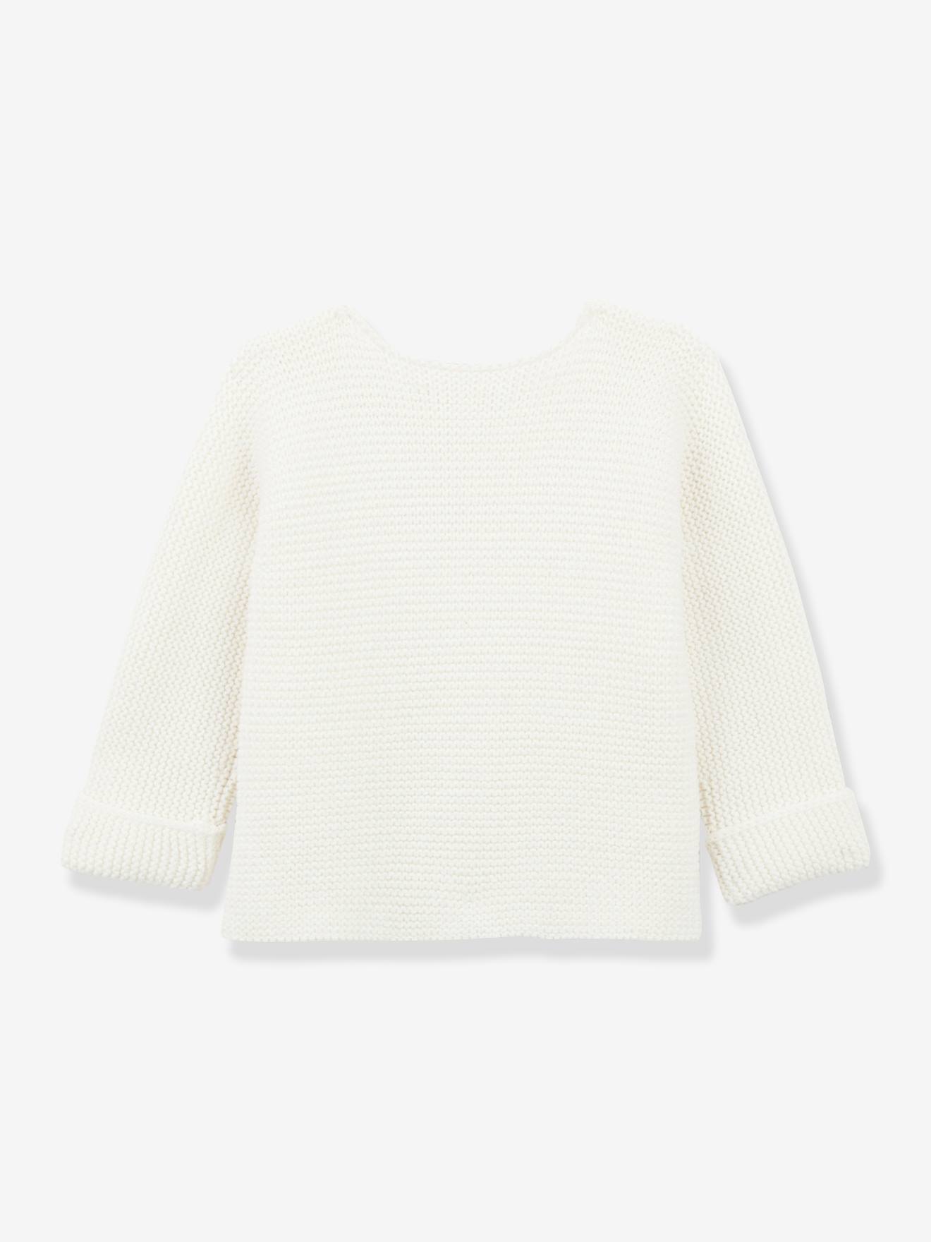 Cardigan bébé point mousse en coton bio CYRILLUS blanc