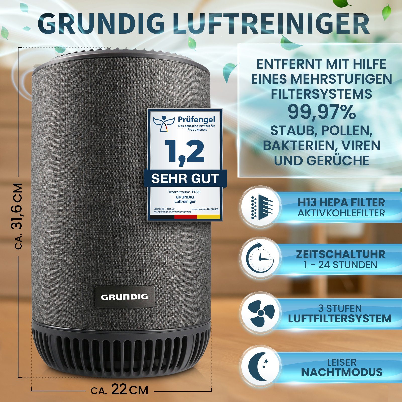 Grundig Luftreiniger Luftreiniger Allergiker Air Purifier