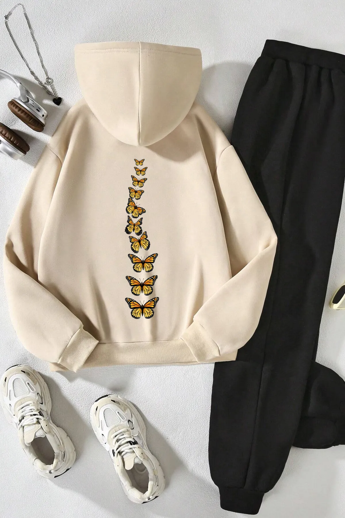 uyguntarz  Sport-Sweatsuit Set - Beige - Regular Fit
