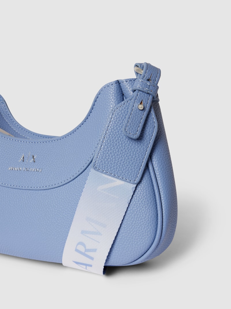 Handtasche mit Label-Detail Modell 'WAVE' in rauchblau