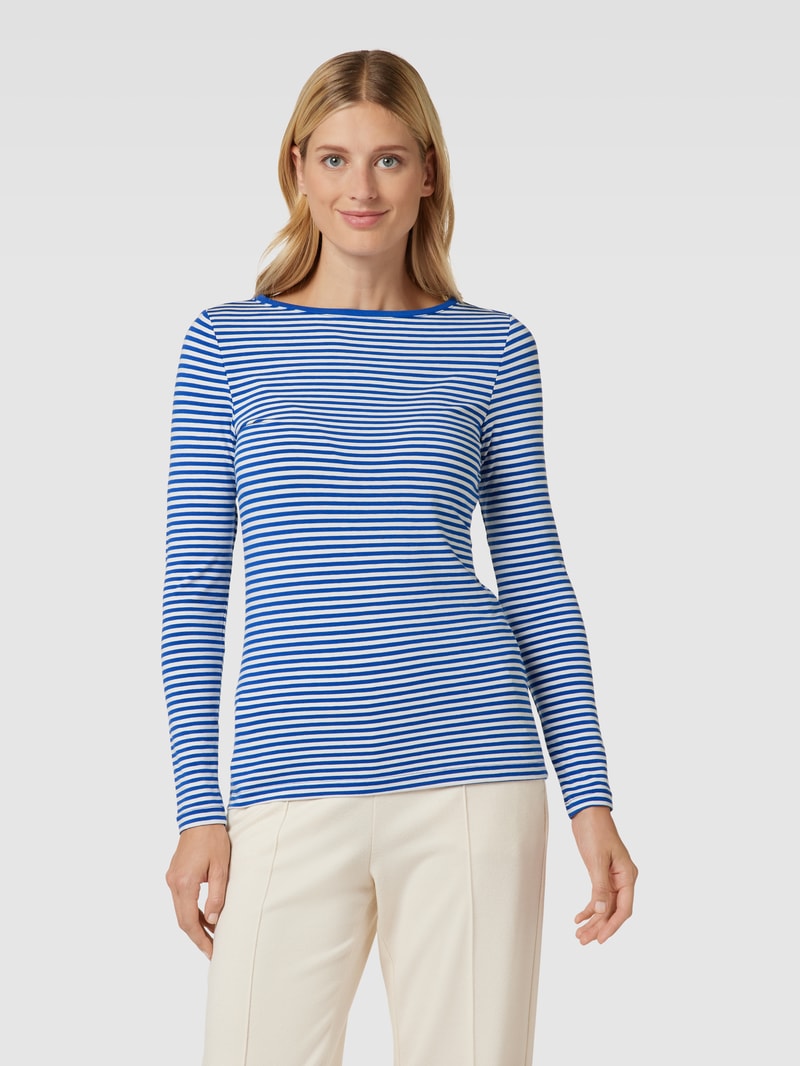 Longsleeve mit Streifenmuster und U-Boot-Ausschnitt in himmelblau