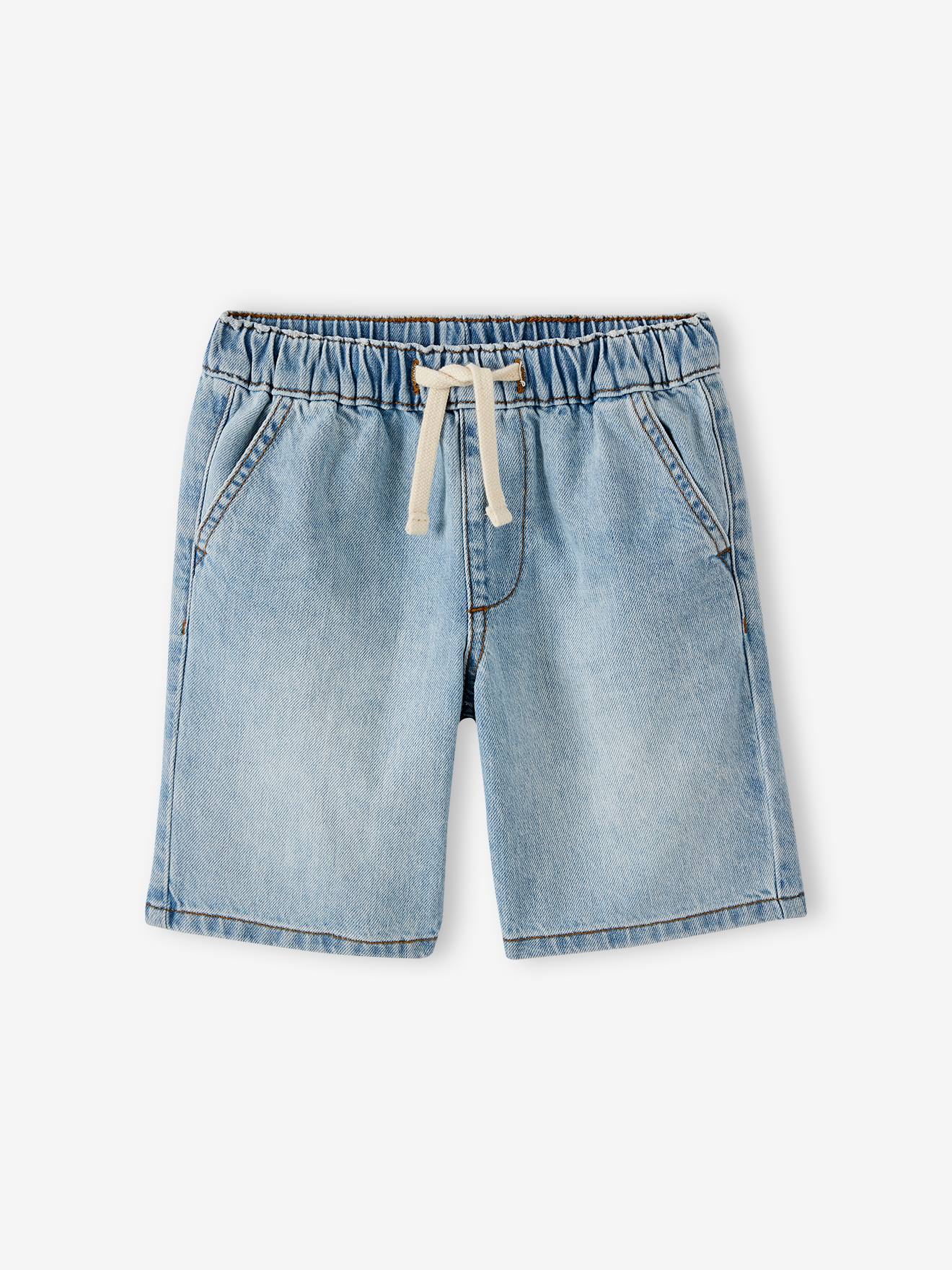 Vertbaudet Jungen Jeans-Shorts mit Schlupfbund Oeko-Tex - double stone
