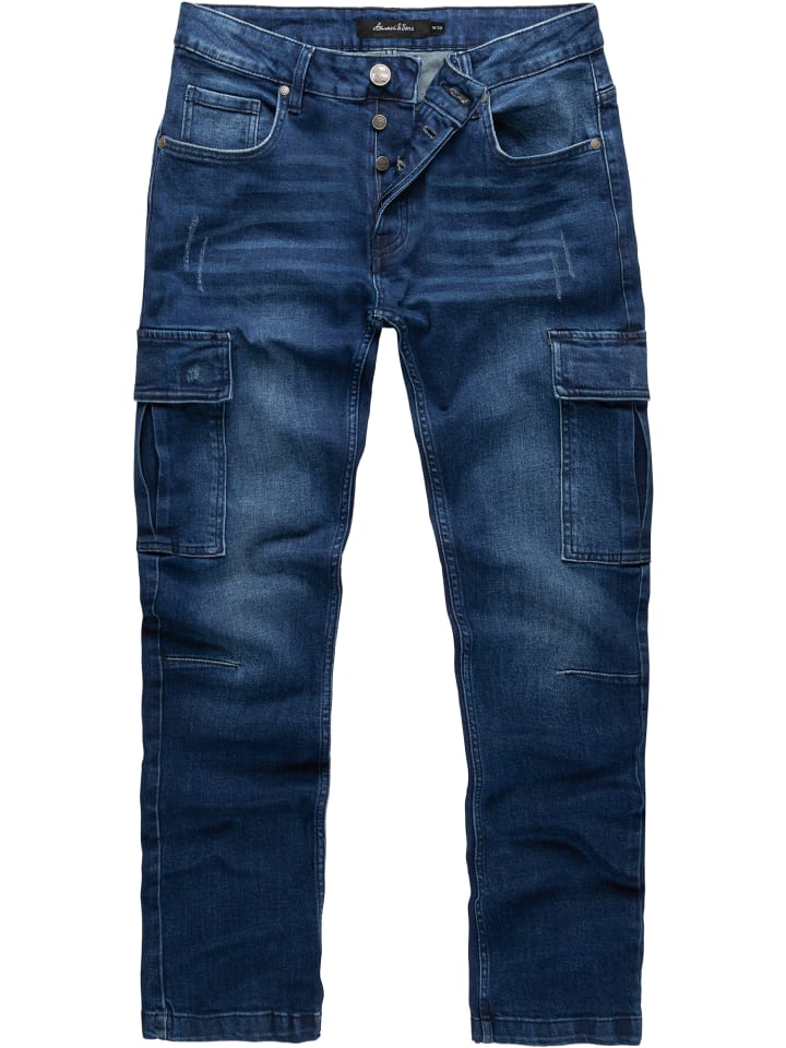 Amaci&Sons Regular Slim Cargo Jeans MIAMI in Dunkelblau günstig kaufen