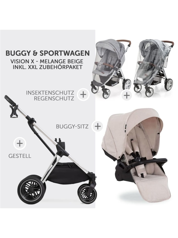 Hauck Buggy & Sportwagen Vision X inkl. XXL Zubehörpaket in beige günstig kaufen onesize