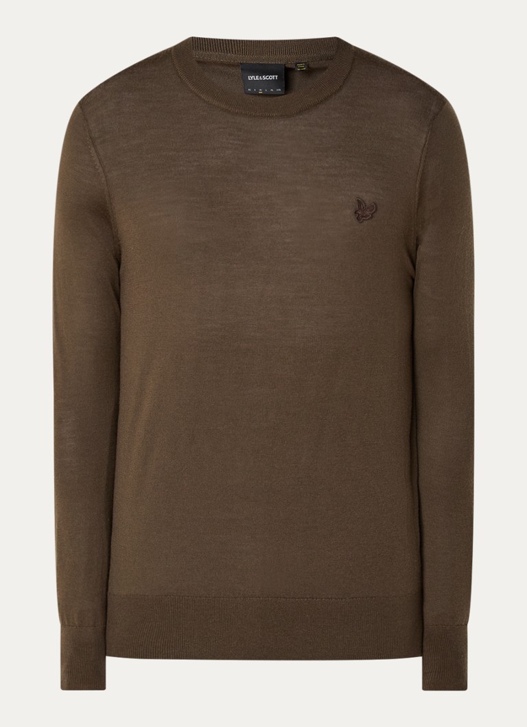 Jemně pletený vlněný pulovr Lyle & Scott v tónovém provedení s výšivkou loga