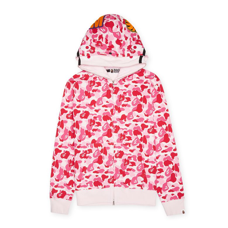 A Bathing Ape Abc Camo Double Shark Full Zip Hoodie pink
