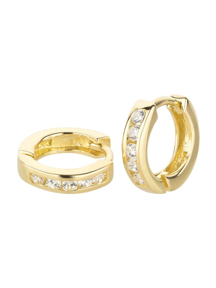 schmuck23 Gold Creolen 925 Silber Zirkonia 0,3 cm x 1,2 cm günstig kaufen onesize