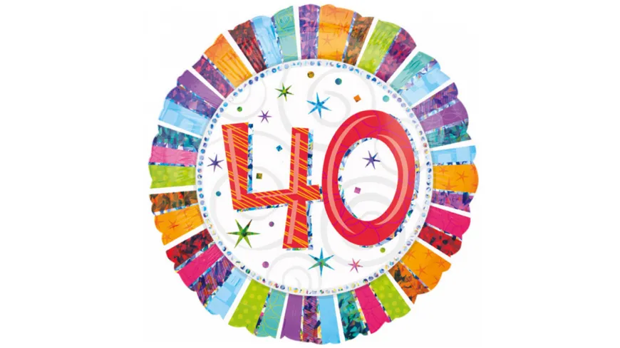 Amscan - Standard Radiant Birthday 40 Folienballon, 45cm Durchmesser