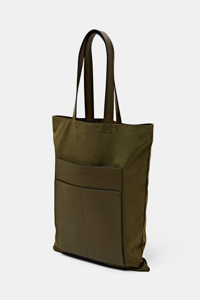 Tote aus Baumwollcanvas mit Details in Lederoptik
