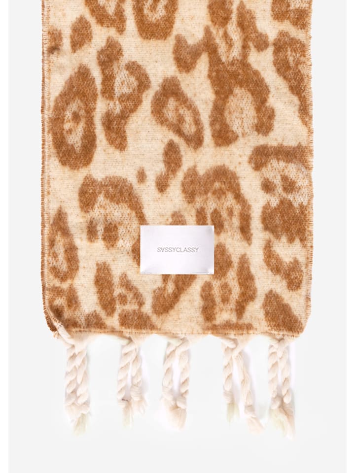 SASSYCLASSY Schal mit Leo-Print in Camel günstig kaufen onesize