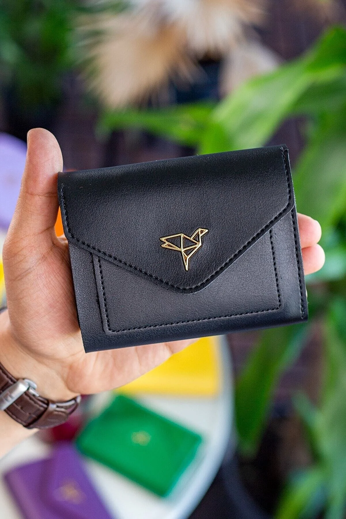 Garbalia  Columbia Mini-Damenbrieftasche aus veganem Leder in Schwarz mit Münzfach und losem Kartenhalter