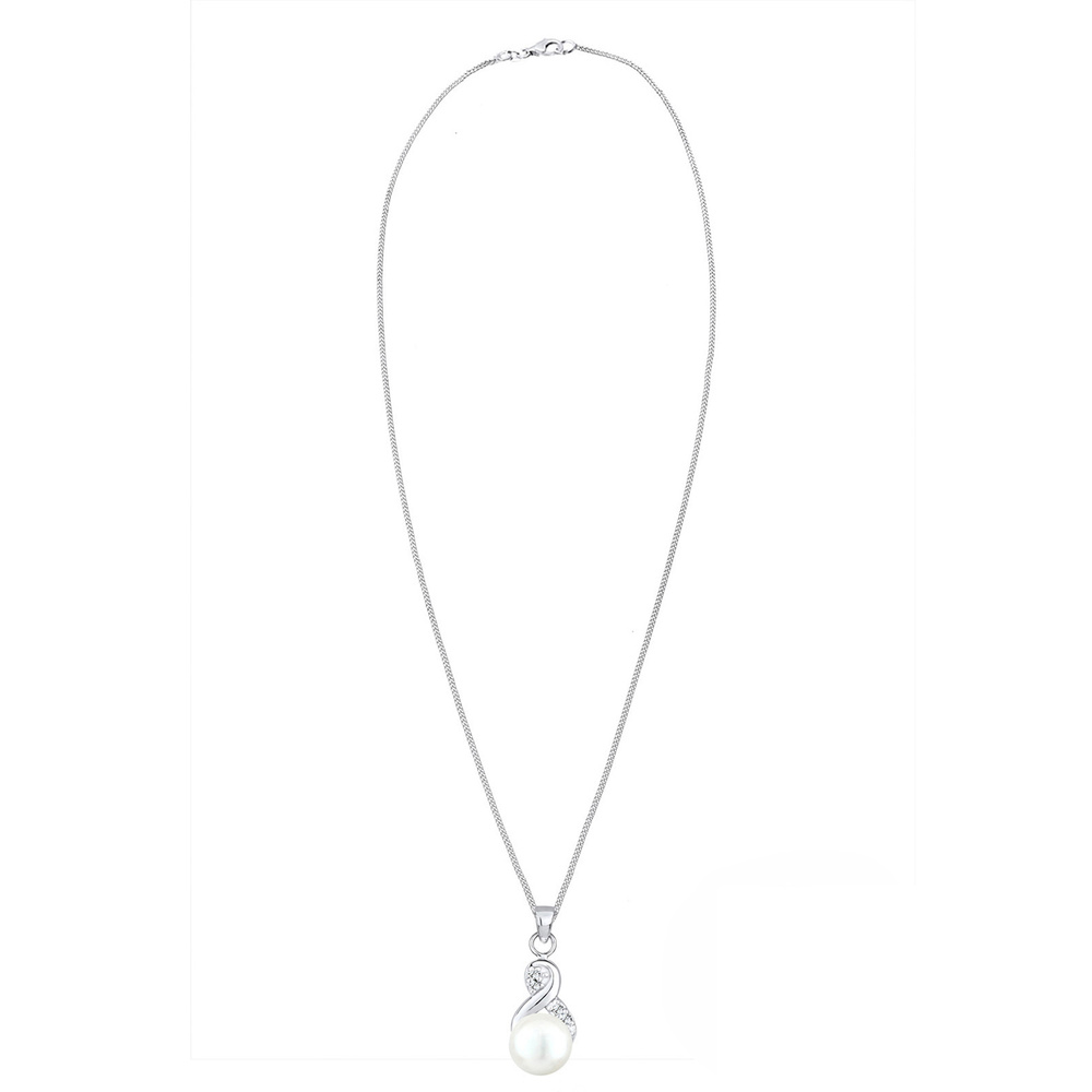 Elli Elli Collier Femmes Pendentif Infinité Elégant avec Perle d'eau douce et Cristaux collier