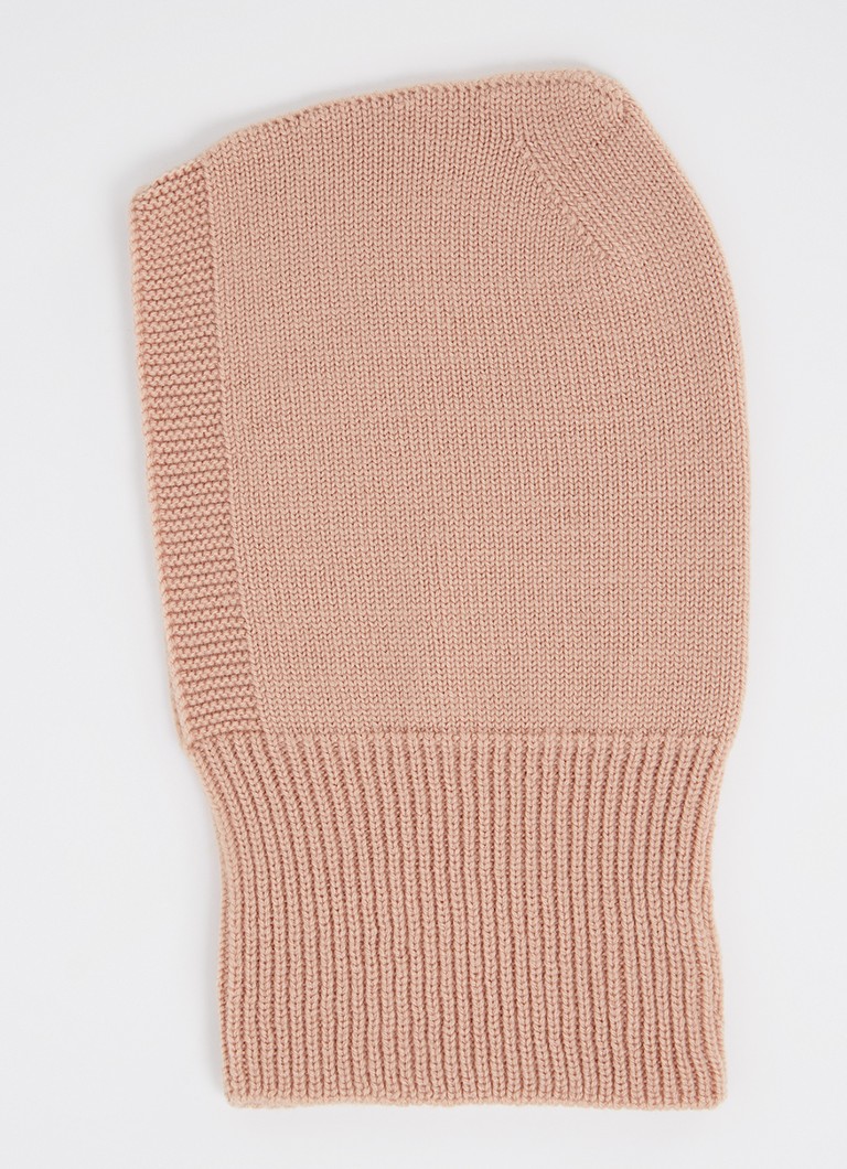 Pălărie tip balaclava din tricot fin Hvid