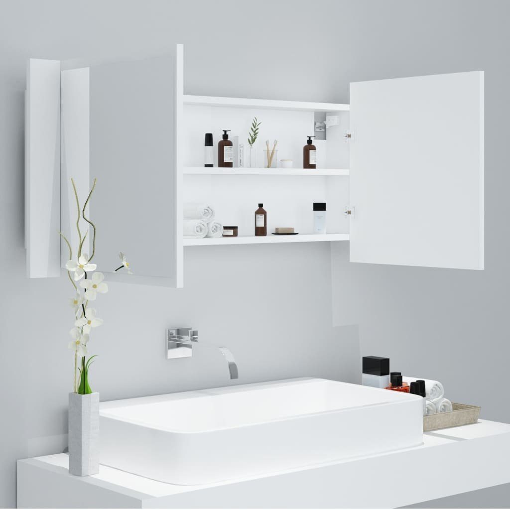 vidaXL Badezimmerspiegelschrank LED-Bad-Spiegelschrank Weiß 100x12x45 cm Acryl (1-St)