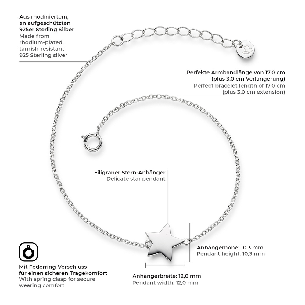 Glanzstücke München Bracelet en argent Étoilé Argent sterling en Argent Bracelet