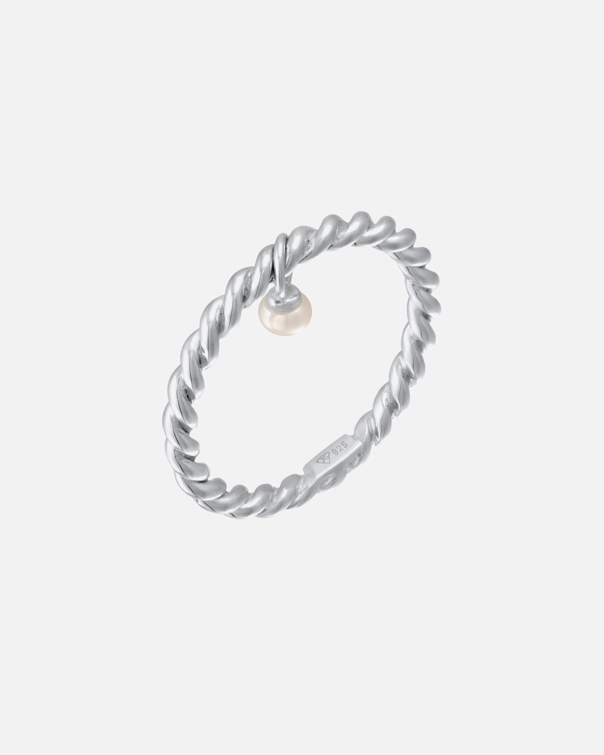 Pendentif Elli pour femme, orné d'un anneau torsadé et d'une perle de culture d'eau douce, en argent sterling 925.