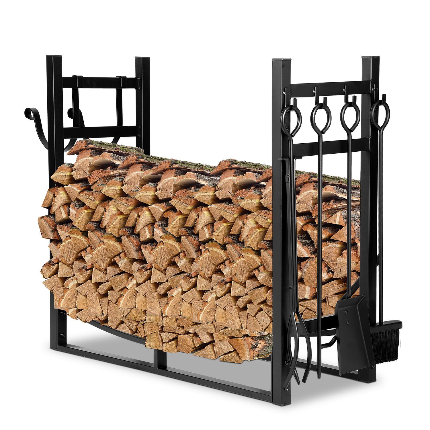 Lospitch Kaminholzregal Kaminholzregal Brennholzregal 84x33x76cm Kaminholzständer Metall, BxTxH:84x33x76 cm