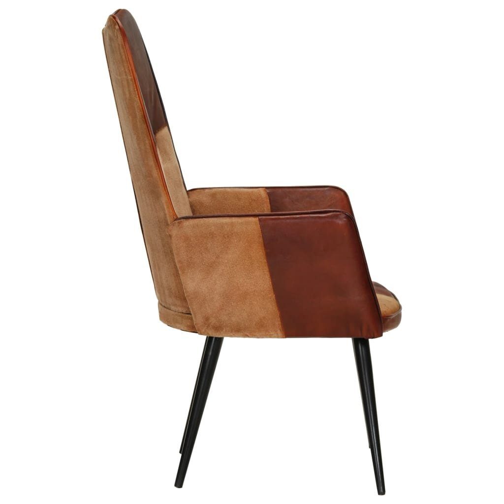 vidaXL Sessel Ohrensessel Braun Echtleder (1-St)
