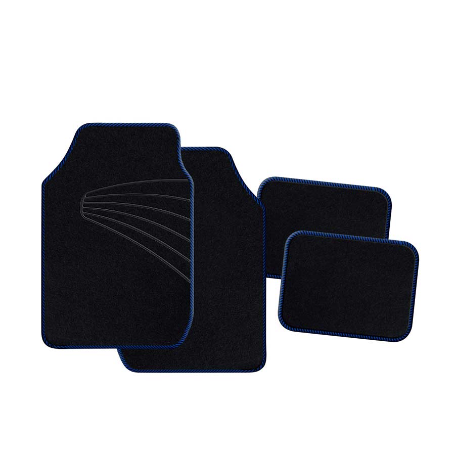 Textil-Fußmatten PROMO im 4-tlg. Set, universal, schwarz/blau - ATU