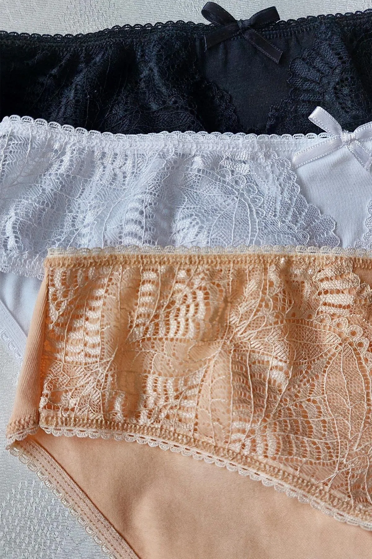 Sensu  3-teiliges Slip-Set mit Spitzendetail für Damen – Kts2076 (weite Passform)