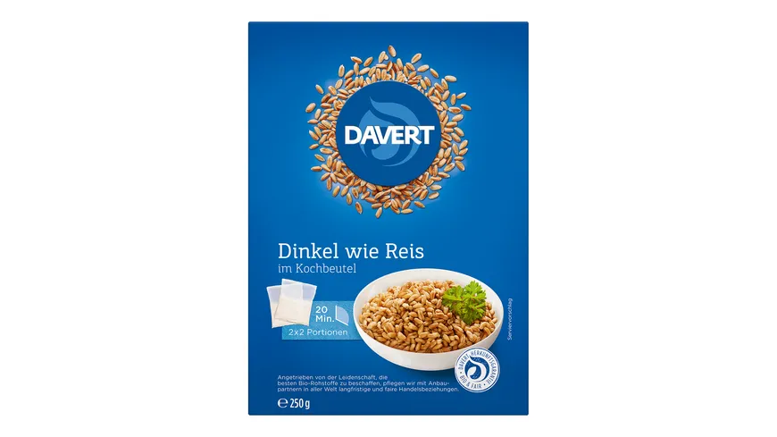 Davert Bio Dinkel wie Reis im Kochbeutel 250 g
