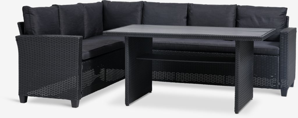 Conjunto de sofá AGERMOSE de 6 lugares, preto