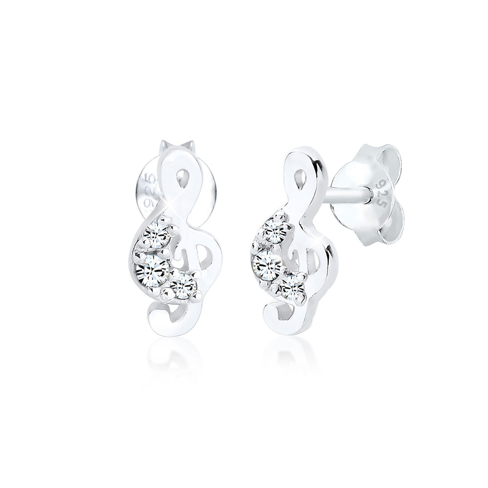 Elli Elli Boucles d'Oreilles Femme Clef Motif Classic avec Cristaux en Argent Sterling Boucles d'oreilles