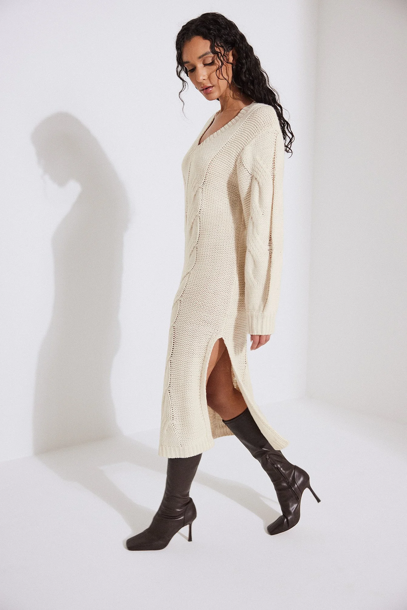 Midikleid mit Zopfmuster