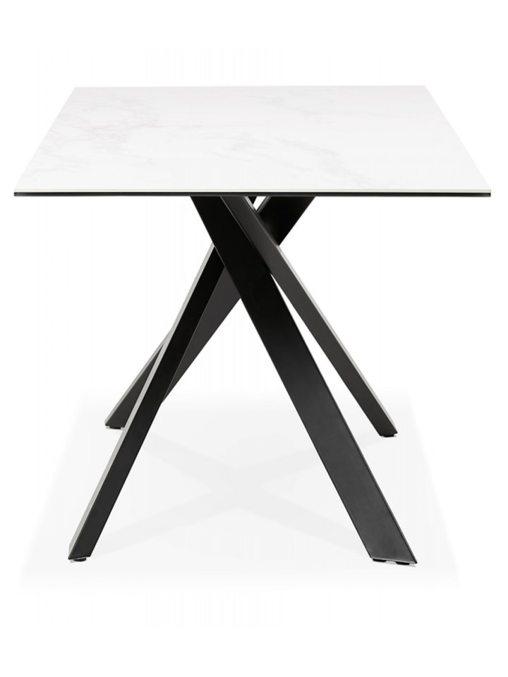 KADIMA DESIGN Esstisch mit Glasplatte und Metallgestell | Marmoroptik in Weiß-Schwarz günstig kaufen onesize
