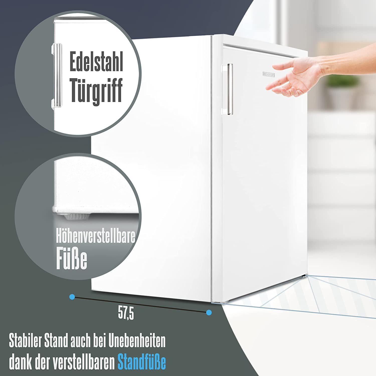 Heinrich´s Getränkekühlschrank Fridge, Minibar HKS 4190, 84.5 cm hoch, 56 cm breit, 20L klein kompakt leise: 40db mit Gefrierfach