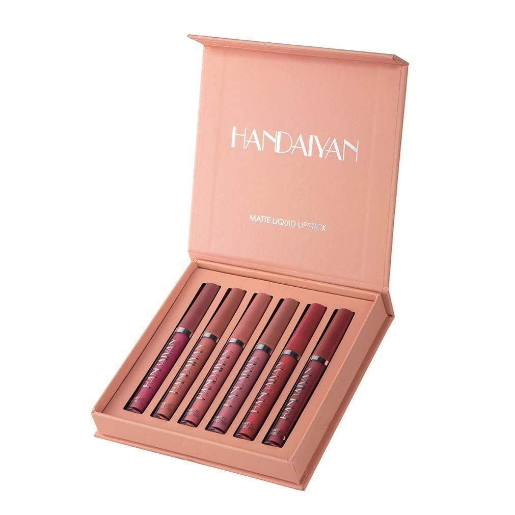 POCHUMIDUU Lippenstift-Set 6 Lippenstift-Set Samtmattes Lipgloss-Set, 6-tlg., Wasserfest, Nicht klebriger Lippenstift
