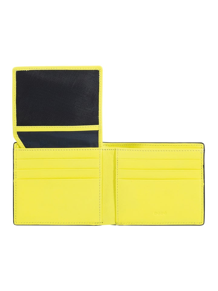 DuDu Up! Geldbörse RFID Schutz Leder 10.5 cm in black-bright yellow günstig kaufen onesize