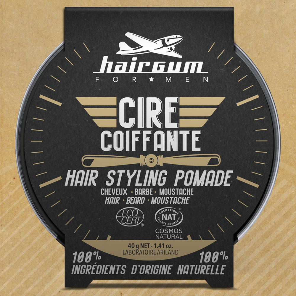 hairgum Cire Coiffante cheveux, barbe et moustac he Cosmos Nat Produit Coiffant